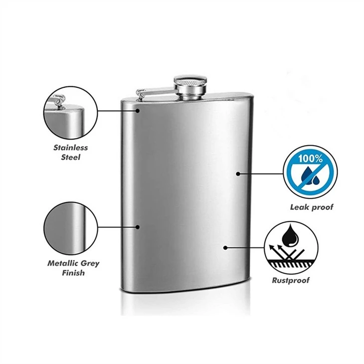 Factory Direct Supply New Stainless Steel Leather Wrapped Hip Flask